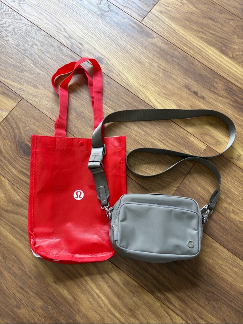 Lululemon Women’s Crossbody Bag Taupe with Silver Detail